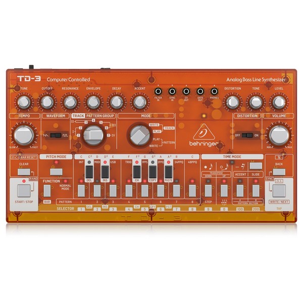 Behringer TD-3 Analog Bass Line Synthesizer, Transparent Orange - Top