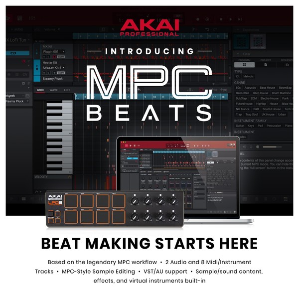 Akai LPD8 Portable Production Pad - MPC BEATS