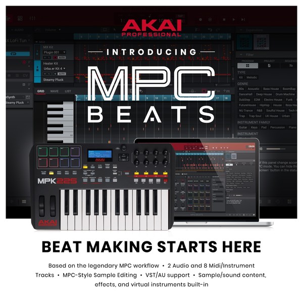 Akai MPK225 MIDI Controller Keyboard - MPC Beats