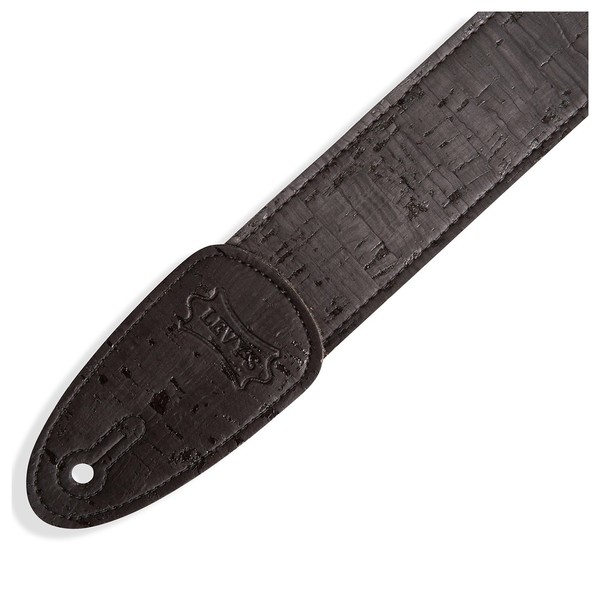 Levy's 2" Natural Cork on Black Webbing w/ Cork Ends, Black - End Closeup
