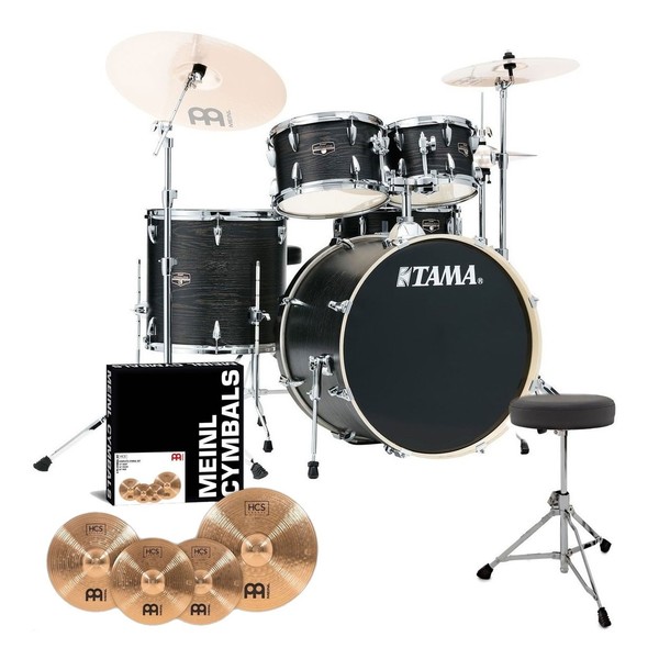 Tama Imperialstar 22'' 5pc Drum Kit w/Meinl Cymbals, Black Oak Wrap