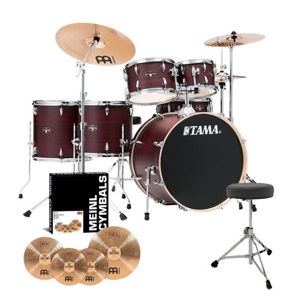 Tama Imperialstar 22'' 6pc Drum Kit w/Meinl Cymbals, Burgundy Walnut