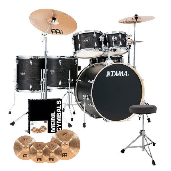 Tama Imperialstar 22'' 6pc Drum Kit w/Meinl Cymbals, Black Oak Wrap