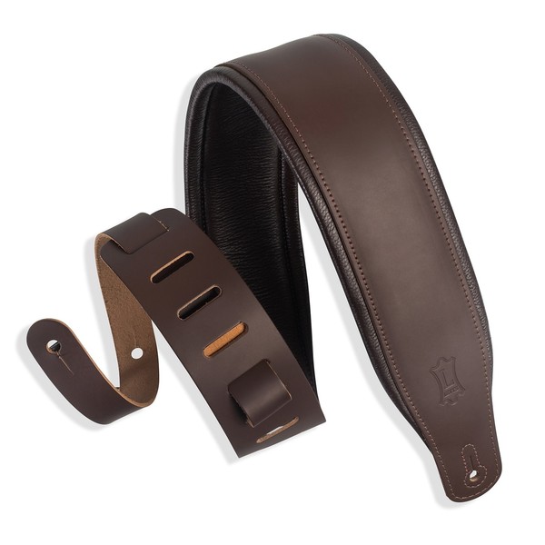 Levy's 3" Top Grain Leather Strap, Bark Brown on Dark Brown - Front View