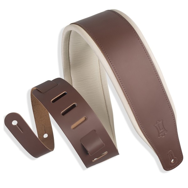 Levy's 3" Top Grain Leather Strap, Bark Brown on Cream - Front View