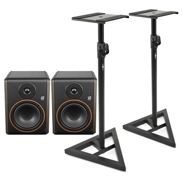 Palmer Studimon 5'' Powered Studio Monitor, Pair with Stands - Full Bundle