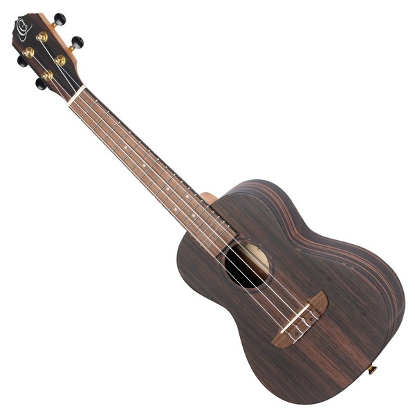 Ortega RUEB-CC-L Concert Ukulele Left Handed, Ebony - Front View