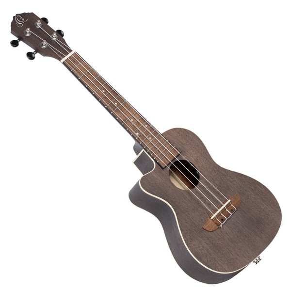 Ortega RUCOAL-CE-L Concert Electro Ukulele Left Handed, Coal Black - Main