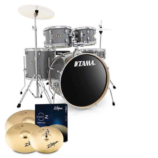 Tama Rhythm Mate 22" Drum Kit w/Zildjian Cymbals, Galaxy Silver