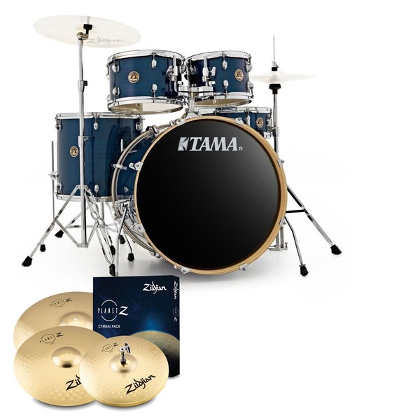 Tama Rhythm Mate 22" Drum Kit w/Zildjian Cymbals, Hairline Blue