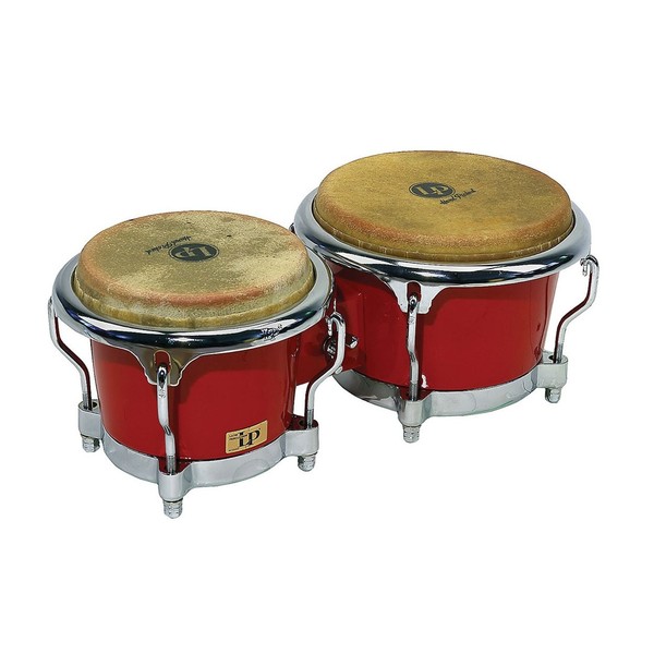 LP Fiberglass Bongos Red Chrome Hardware