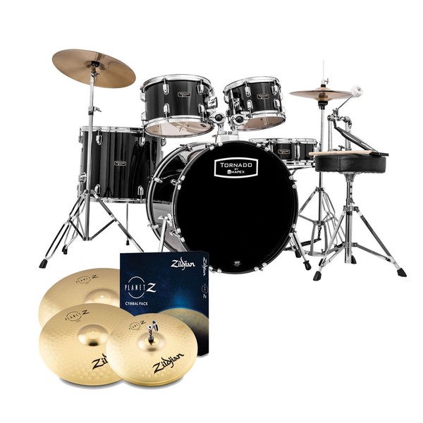 Mapex Tornado III 20" Fusion Drum Kit w/Zildjian Cymbals, Black