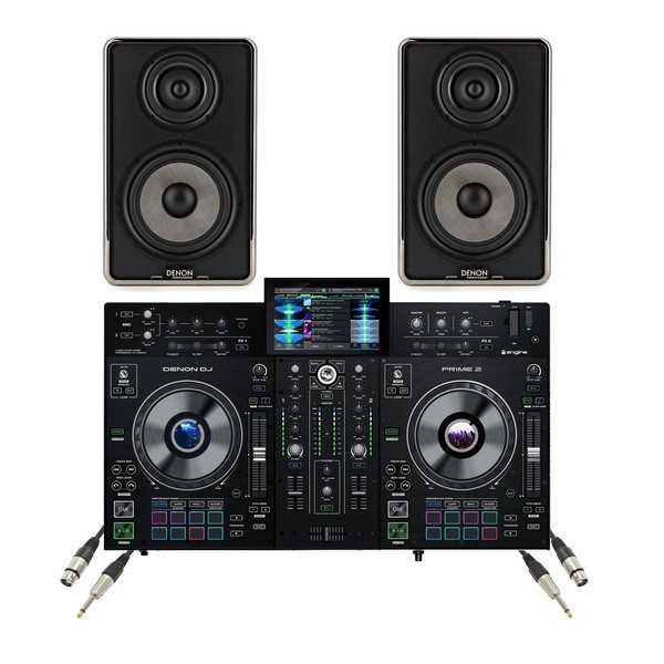 Denon DJ Prime 2 Standalone DJ System and Denon Speaker Bundle - Full Bundle