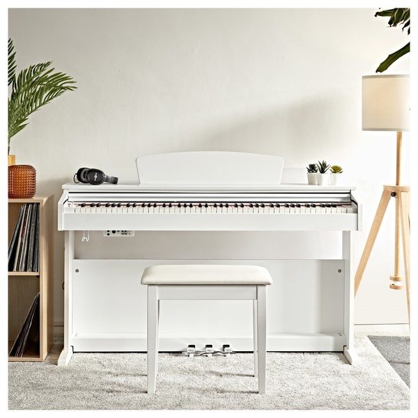 DP-10X Digital Piano by Gear4music + Piano Stool Pack, White