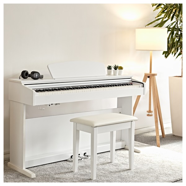 DP-10X Digital Piano by Gear4music + Accessory Pack, White