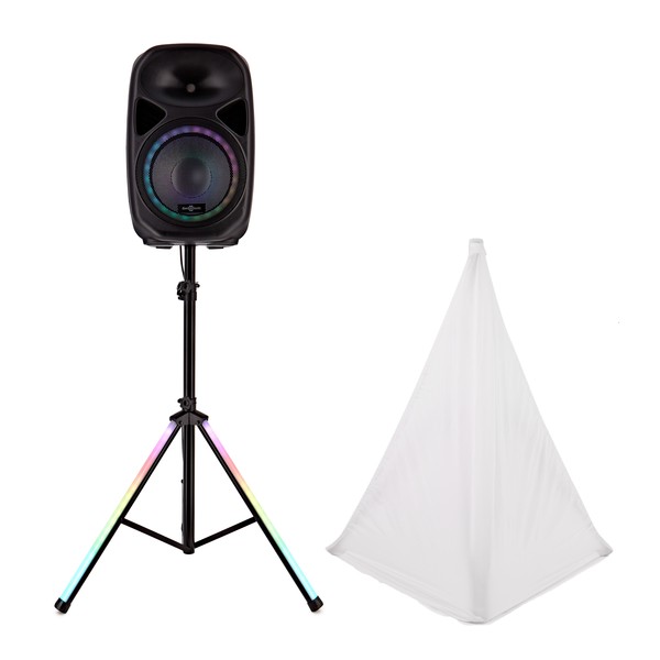 Galaxy 12" Active LED Speaker and Stand by Gear4music
