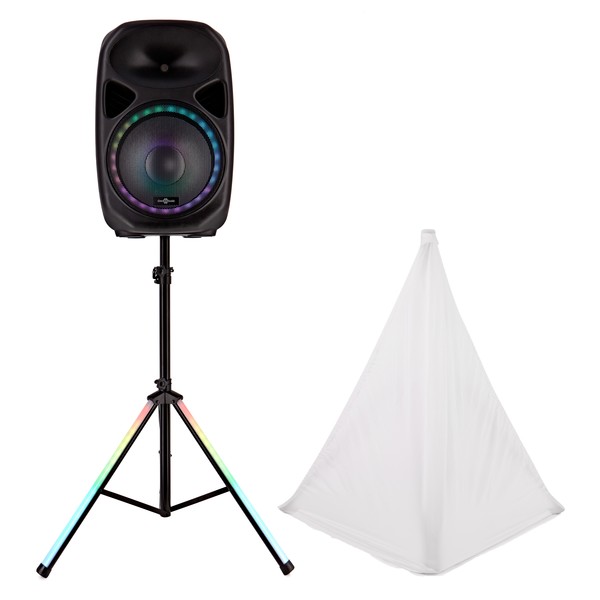 Galaxy 15" Active LED Speaker and Stand by Gear4music