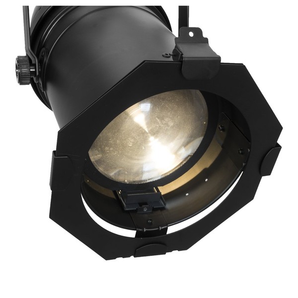 EUROLITE LED PAR-64 COB 3000K 100W Zoom bk - Front Angled Right Lit White