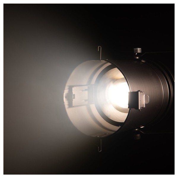 EUROLITE LED PAR-64 COB 3000K 100W Zoom bk - Stage Preview Angled Left Lit White