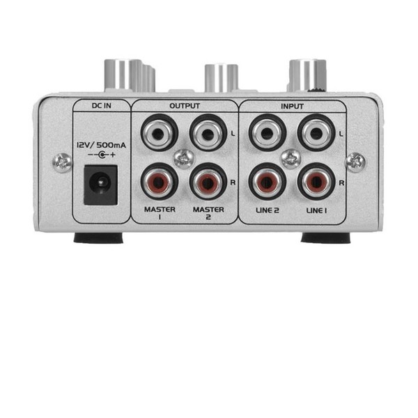 Omnitronic GNOME-202P Mini 2 Channel DJ Mixer, Silver- Top
