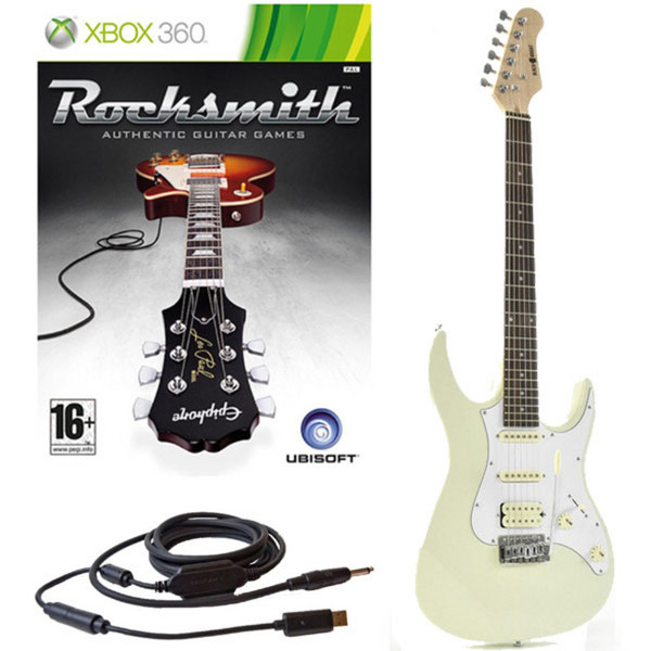 Rocksmith (Xbox 360) + Black Knight CST-20 HSS Electric Guitar, Ivory