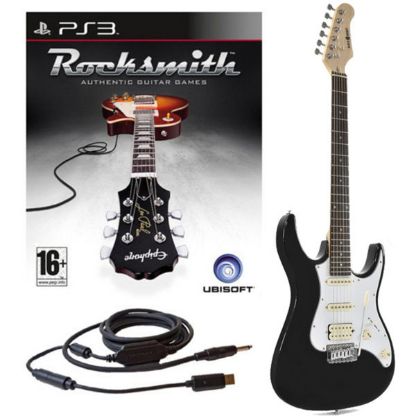 Rocksmith (PS3) + Black Knight CST-20 HSS Electric Guitar, Black