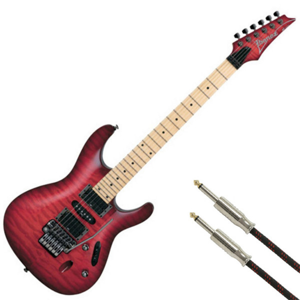 Ibanez S570MQM Electric Guitar, Trans Red Burst with FREE Gift