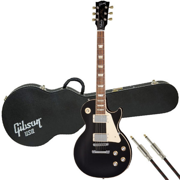 Gibson Les Paul Traditional Mahogany Top, Satin Ebony with FREE Gift