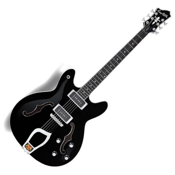 Hagstrom Viking P Semi Hollow Body Guitar, Black Gloss