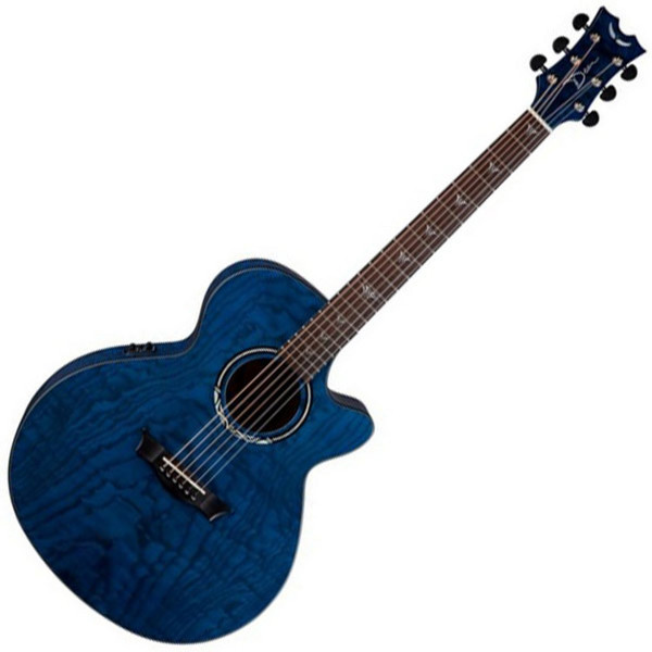 Dean Performer Ultra Quilt Ash Electro Acoustic, Trans Blue
