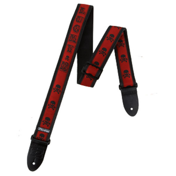 Jim Dunlop Guitar Strap, Red/Black Skull