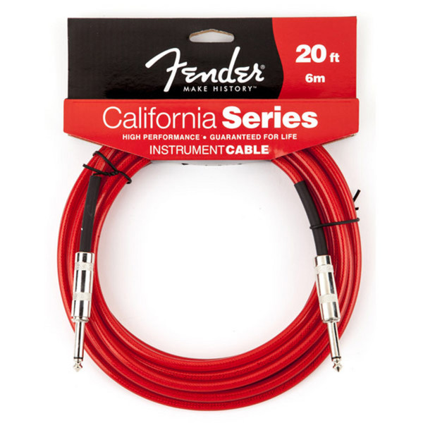 Fender California Instrument Cable, Candy Apple Red, 6m