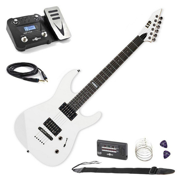 ESP LTD M-10 Electric Guitar, Snow White with Multi FX Pedal Pack