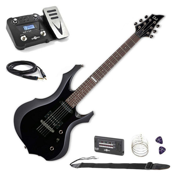 ESP LTD F-10 Electric Guitar, Black with Multi FX Pedal Pack