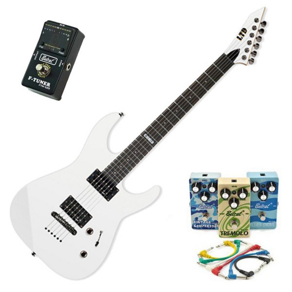 ESP LTD M-10 Electric Guitar, Snow White w/ Belcat 4 Pedal Blues Pack
