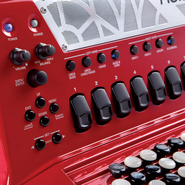 Qon Button DISC Roland FR-8XB V-Accordion, Button-Type, Red at Gear4music