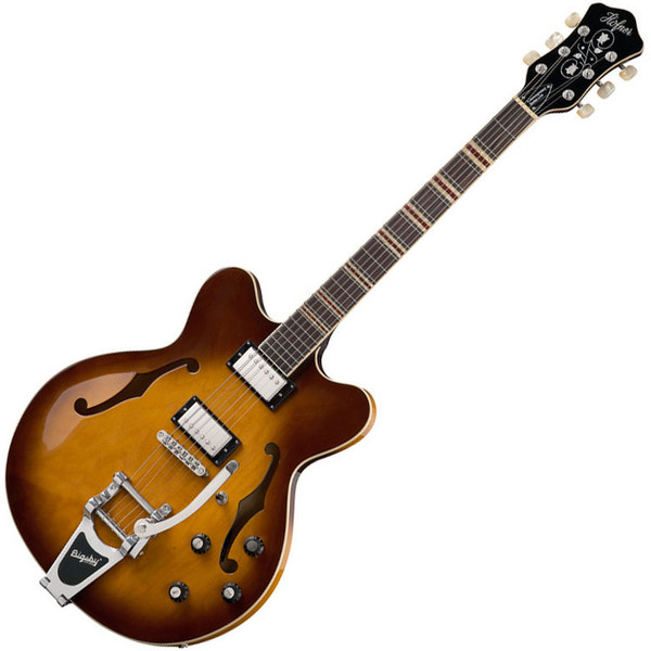 Hofner Verythin Electric Guitar, Ltd Ed Vintage Sunburst, Bigsby Trem