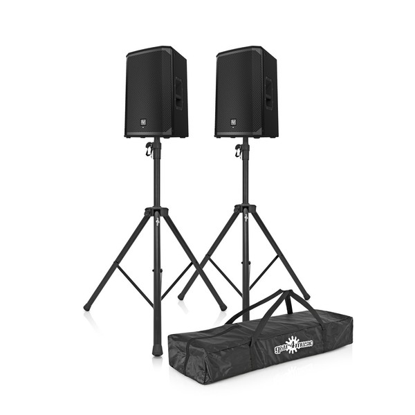 Electro-Voice EKX-12P Powered 12" 2-Way Speaker Pair with Stands - Full Package