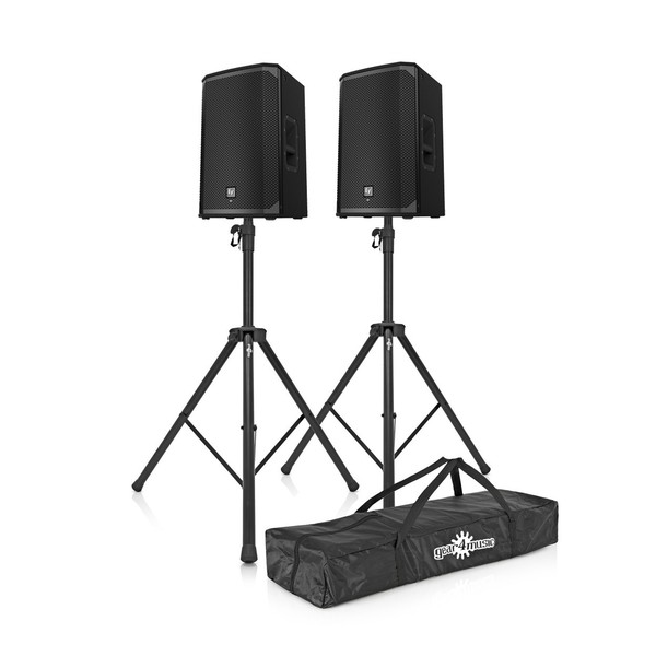 Electro-Voice EKX-15P Powered 15" 2-Way Speaker Pair with Stands - Full Package