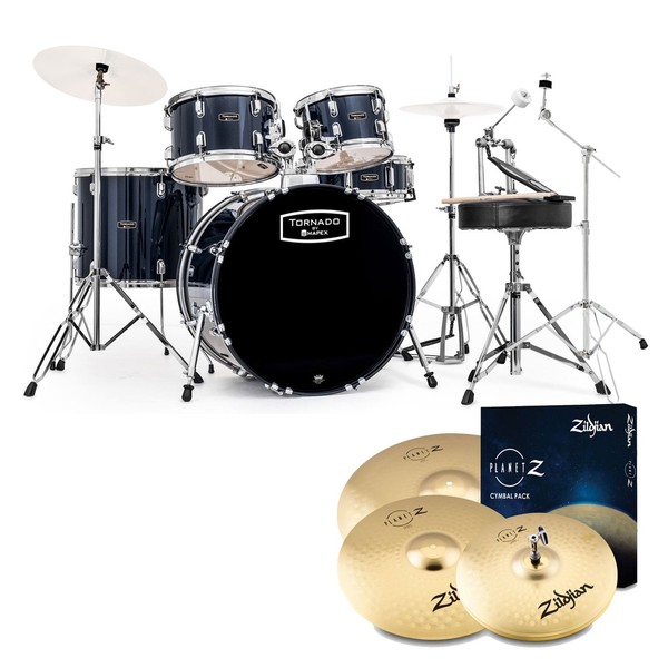 Mapex Tornado III 22" Rock Fusion Drum Kit w/Zildjian Cymbals, Blue