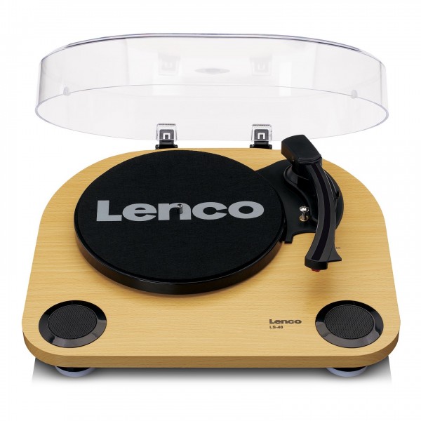 Lenco LS-40 Turntable with Built-In Speakers, Wood - Front