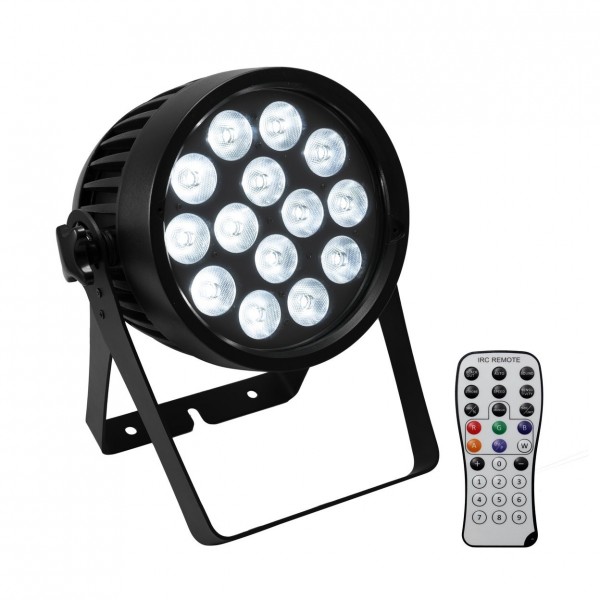 EUROLITE AKKU IP PAR 14 HCL QuickDMX - Front Angled Right with Remote