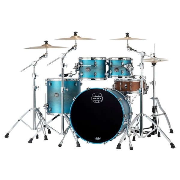 Mapex Saturn Evolution Maple/Walnut 22" 4pc Shell Pack, Azure Burst - Alternate Angle