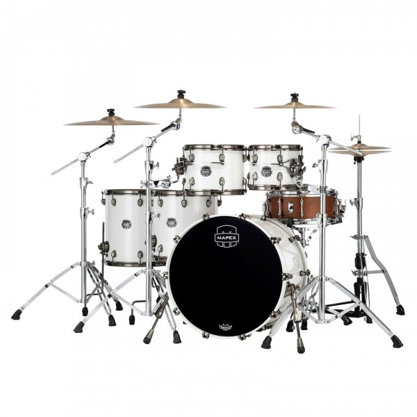 Mapex Saturn Evolution Maple/Walnut 22" 5pc Shell Pack, Polar White - Alternate Angle