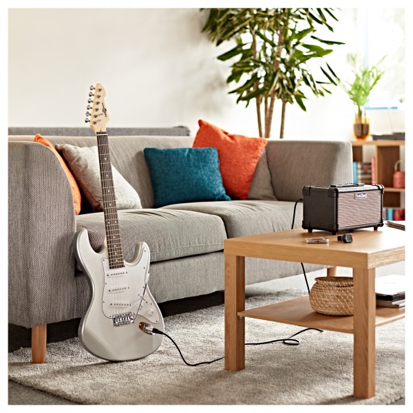 LA Electric Guitar + Amp Pack, Silver