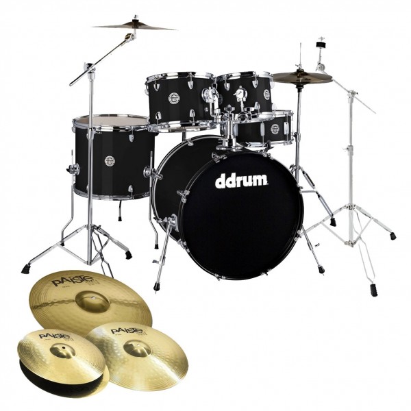 DDrum D2 22'' 5pc Drum Kit w/Paiste Cymbals, Midnight Black