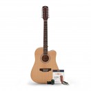 Dreadnought 12 Strengs Akustisk Guitar, Naturlig + Tilbeh&oslash;rspakke