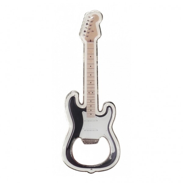 Agifty Bottle Opener with Magnet, Electric Guitar, Black - Front