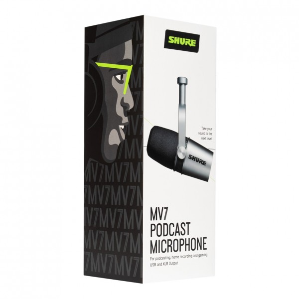 Shure MV7 Podcast Microphone, Silver