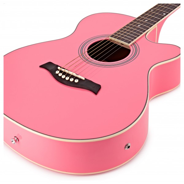 Single Cutaway Electro Acoustic Guitar + 15W Amp Pack, Pink